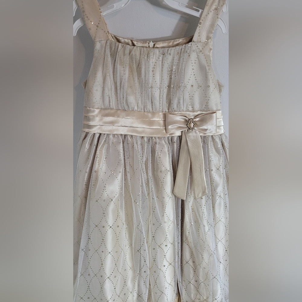 LOVE Girls Fancy Gold Champagne Sparkle Sleeveless Dress size 8